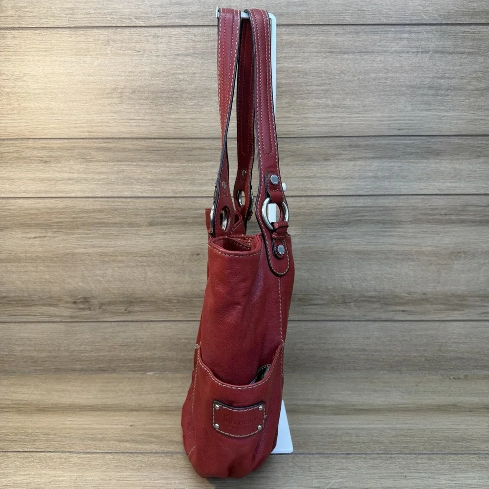 Vintage Tignanello Red Leather Bucket Bag Slouchy Hobo Shoulder Purse Large